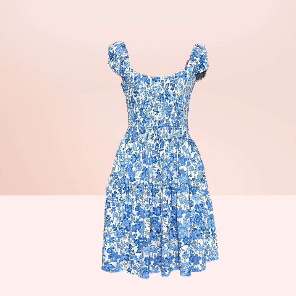 Hollister Cottagecore Floral Mini Dress Smocked Tiered Ruffle Cap Sleeve Medium - Picture 1 of 14